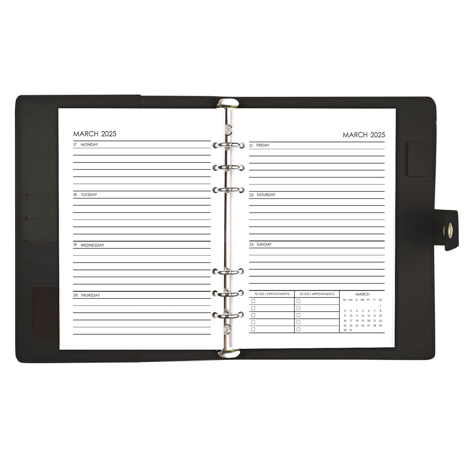 Agenda piele ecologica A5 All Black Quartz Office